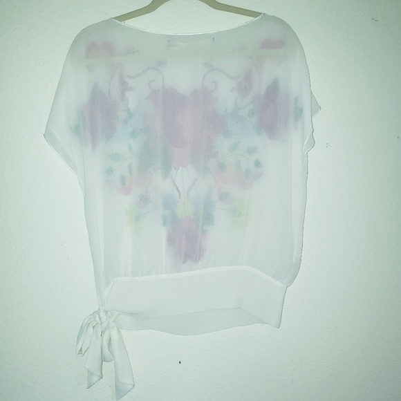 Anthropologie Chelsea & Violet White W Floral Top - Picture 3 of 5